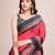 red linen printed saree with blouse