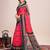 red linen printed saree with blouse