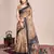 yellow linen printed saree with blouse