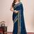 blue silk blend blend printed saree with blouse