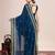 blue silk blend blend printed saree with blouse