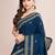 blue silk blend blend printed saree with blouse