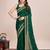 green silk blend blend printed saree with blouse