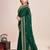 green silk blend blend printed saree with blouse