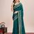 teal silk blend blend printed saree with blouse