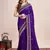 violet silk blend blend printed saree with blouse