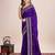 violet silk blend blend printed saree with blouse