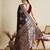 maroon satin printed saree with blouse