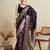 purple satin printed saree with blouse