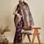 purple satin printed saree with blouse