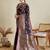 purple satin printed saree with blouse