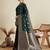 green satin printed saree with blouse