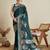 blue satin printed saree with blouse