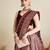 maroon satin printed saree with blouse