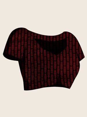 maroon satin printed saree with blouse 3
