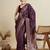 purple satin printed saree with blouse