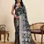 navy blue satin printed saree with blouse