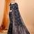 black silk blend printed saree with blouse