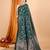 green silk blend printed saree with blouse