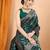 green silk blend printed saree with blouse