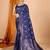 navy blue silk blend printed saree with blouse