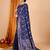 navy blue silk blend printed saree with blouse