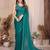  teal georgette silk kaju patta pattern saree with foil print banglory blouse & pallu latkan – rich tone color