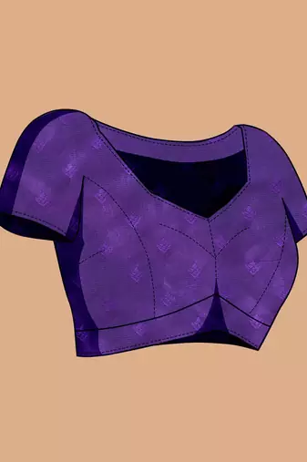 violet silk blend printed saree with blouse