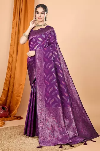 wine silk blend printed saree with blouse