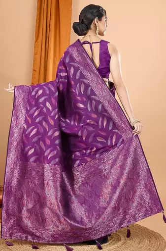 wine silk blend printed saree with blouse