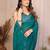  teal georgette silk kaju patta pattern saree with foil print banglory blouse & pallu latkan – rich tone color