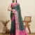 green silk blend blend printed saree with blouse