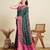 green silk blend blend printed saree with blouse