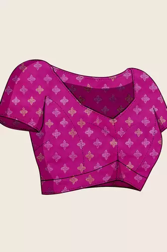 green silk blend blend printed saree with blouse