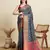 grey silk blend blend printed saree with blouse