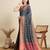 grey silk blend blend printed saree with blouse