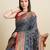 grey silk blend blend printed saree with blouse