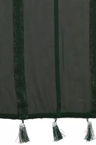 dark green georgette silk kaju patta pattern saree with foil print banglory blouse & pallu latkan   rich tone color
