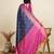 navy blue silk blend blend printed saree with blouse