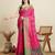 pink silk blend blend printed saree with blouse