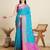 teal silk blend blend printed saree with blouse