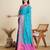 teal silk blend blend printed saree with blouse