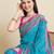 teal silk blend blend printed saree with blouse