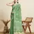 parrot green cotton printed saree with blouse