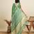 parrot green cotton printed saree with blouse