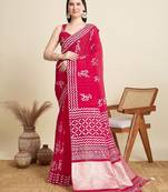 pink cotton printed saree with blouse