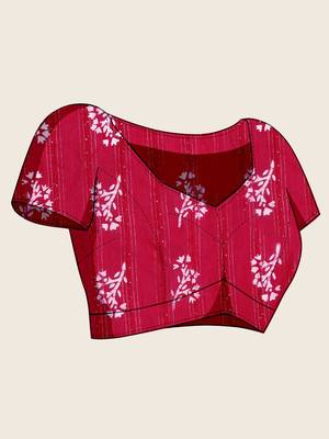 pink cotton printed saree with blouse 5