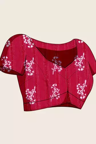 pink cotton printed saree with blouse