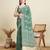 green cotton printed saree with blouse