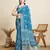 blue cotton printed saree with blouse
